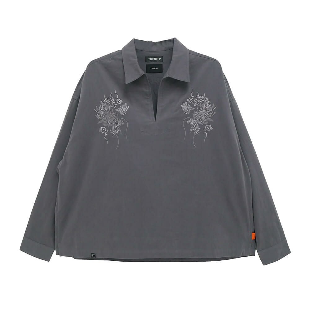 TIGHTBOOTH（TBPR） LONG SLEEVE タイトブース 長袖シャツ TBPR x DELUXE FLANNEL SKIPPER SHIRT GREY スケートボード スケボー 