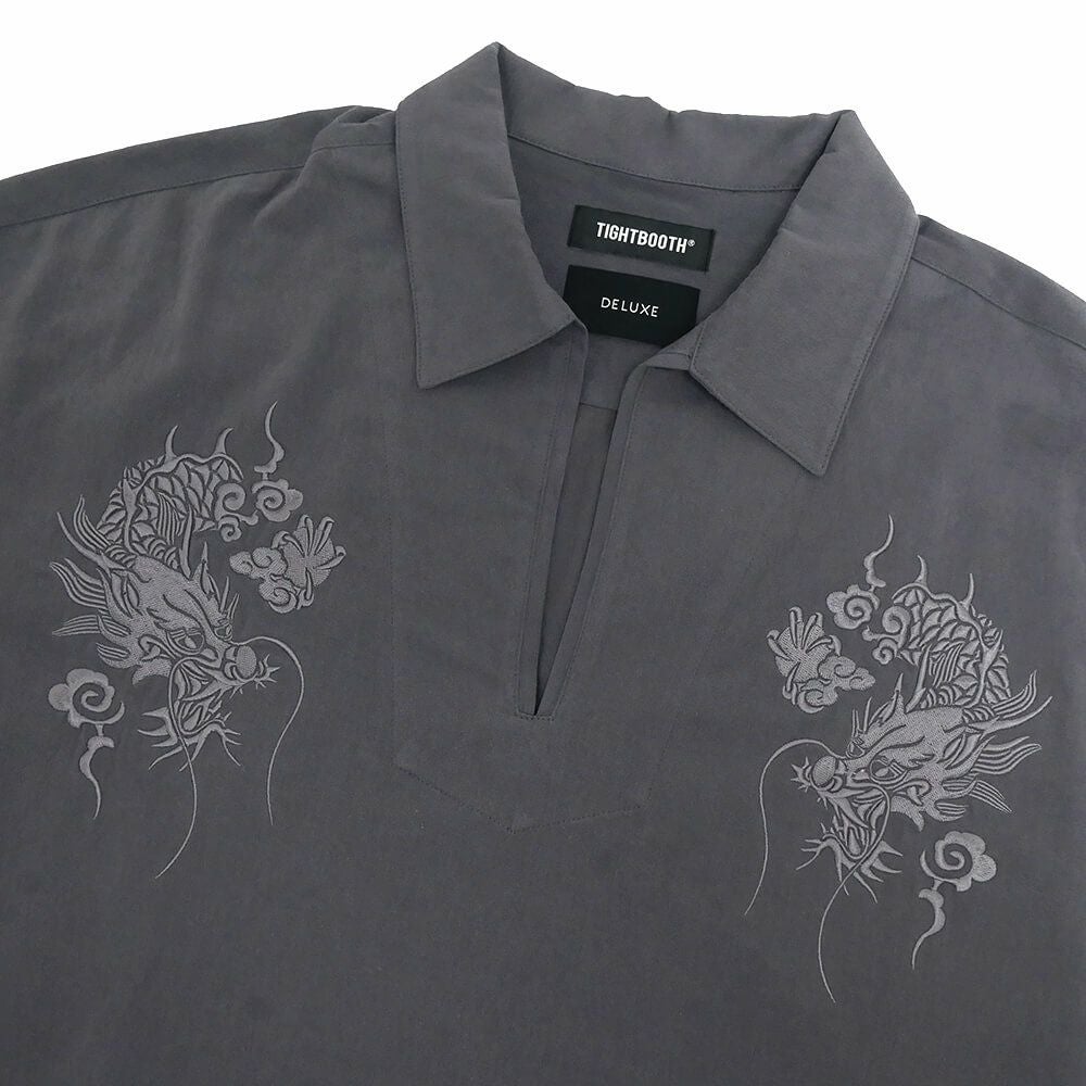 TIGHTBOOTH（TBPR） LONG SLEEVE タイトブース 長袖シャツ TBPR x DELUXE FLANNEL SKIPPER SHIRT GREY スケートボード スケボー 1