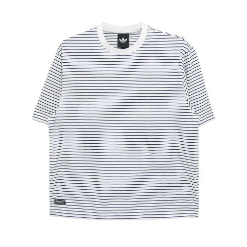 ADIDAS SKATEBOARDING T-SHIRT アディダススケートボーディング Tシャツ YARN DYED WHITE/DARK BLUE スケートボード スケボー 