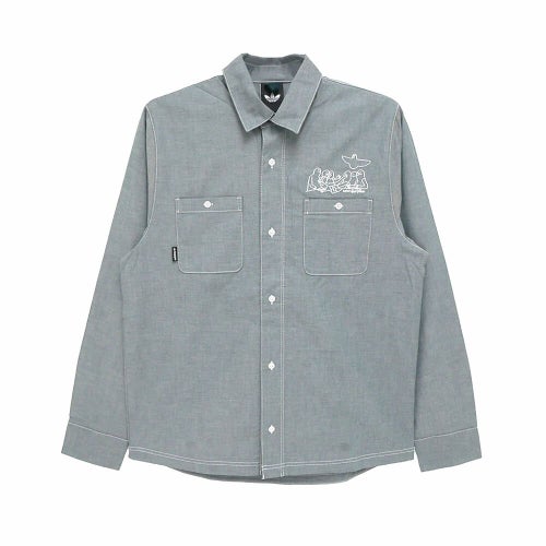 ADIDAS SKATEBOARDING LONG SLEEVE アディダススケートボーディング 長袖シャツ GONZALES BUTTON UP AURORA IVY スケートボード スケボー 