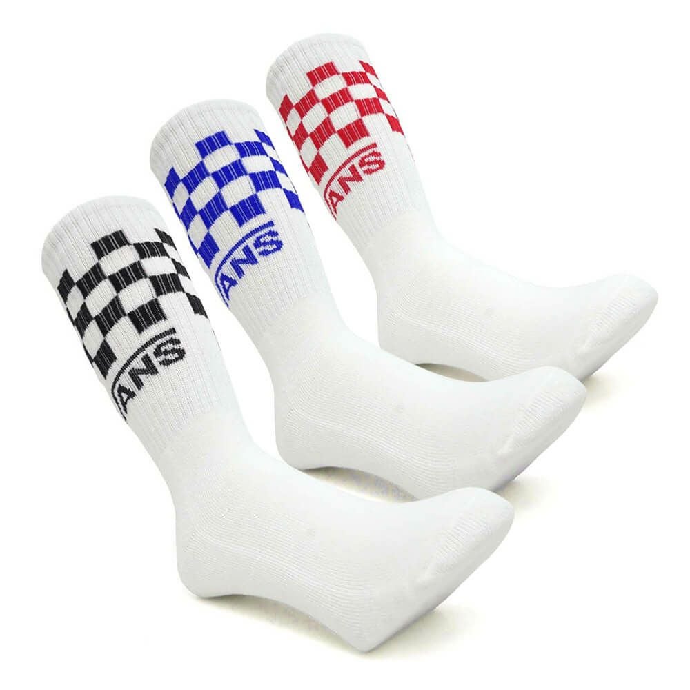  VANS SOCKS バンズ ソックス 靴下 CLASSIC CHECK CREW 3 PACK 白（US企画） スケートボード スケボー 