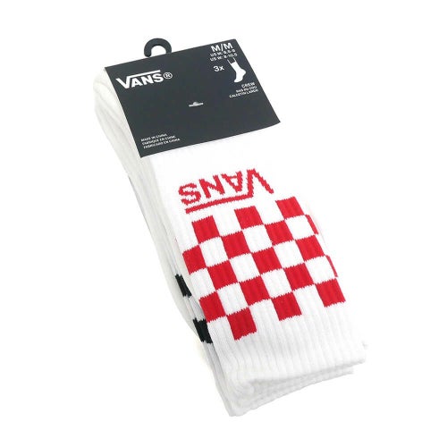  VANS SOCKS バンズ ソックス 靴下 CLASSIC CHECK CREW 3 PACK 白（US企画） スケートボード スケボー 9