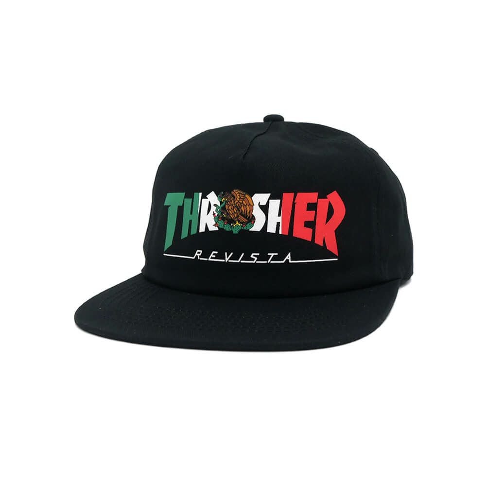 THRASHER CAP スラッシャー キャップ MEXICO REVISTA SNAPBACK BLACK（US企画） スケートボード スケボー 