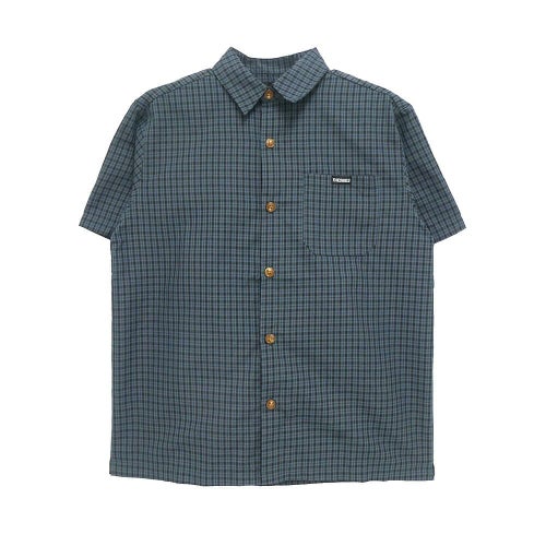 THEORIES SHORT SLEEVE SHIRTS セオリーズ 半袖シャツ AVIGNON FLANNEL BUTTON UP AZULE BLUE スケートボード スケボー 