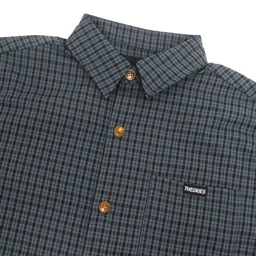 THEORIES SHORT SLEEVE SHIRTS セオリーズ 半袖シャツ AVIGNON FLANNEL BUTTON UP AZULE BLUE スケートボード スケボー 1