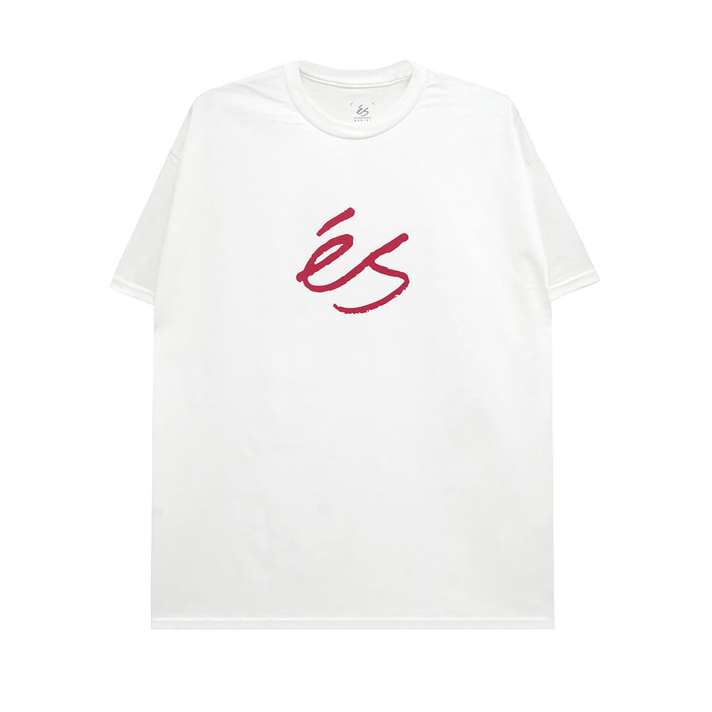 ES T-SHIRT エス Tシャツ SCRIPT MID WHITE/RED スケートボード スケボー 