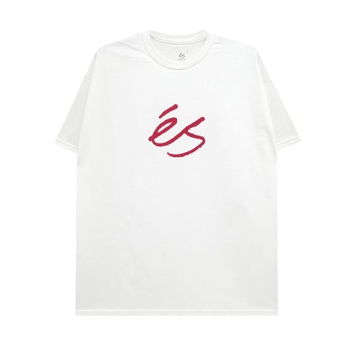 ES T-SHIRT エス Tシャツ SCRIPT MID WHITE/RED スケートボード スケボー 