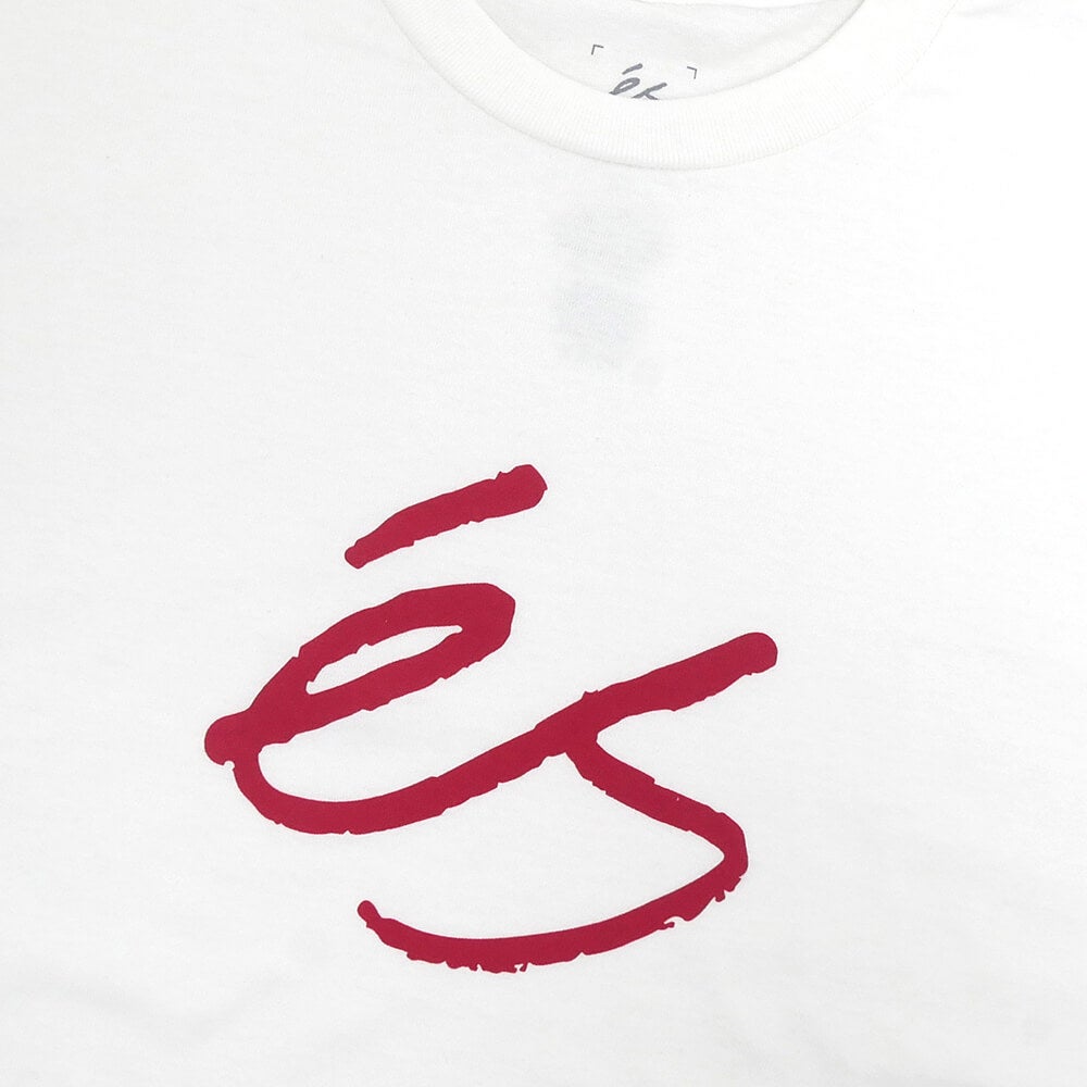 ES T-SHIRT エス Tシャツ SCRIPT MID WHITE/RED スケートボード スケボー 1