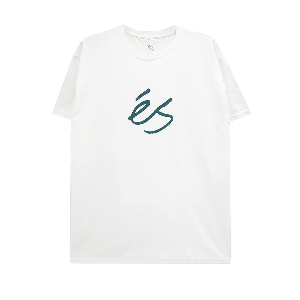 ES T-SHIRT エス Tシャツ SCRIPT MID WHITE/GREEN スケートボード スケボー 