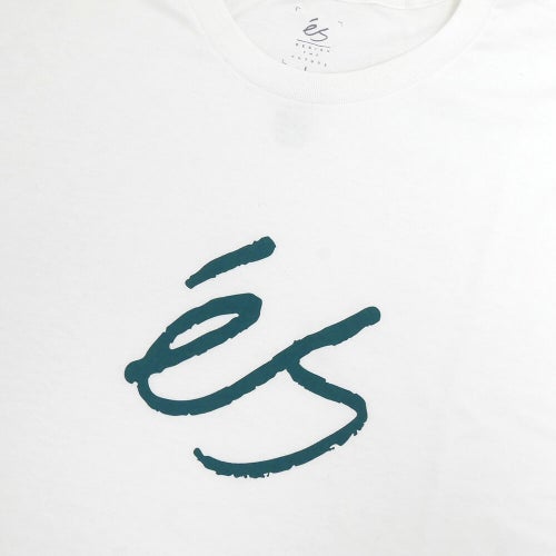 ES T-SHIRT エス Tシャツ SCRIPT MID WHITE/GREEN スケートボード スケボー 1