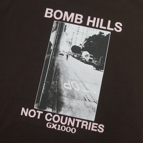 GX1000 T-SHIRT ジーエックス1000 Tシャツ BOMB HILLS NOT COUNTRIES BROWN/ROSE スケートボード スケボー 1