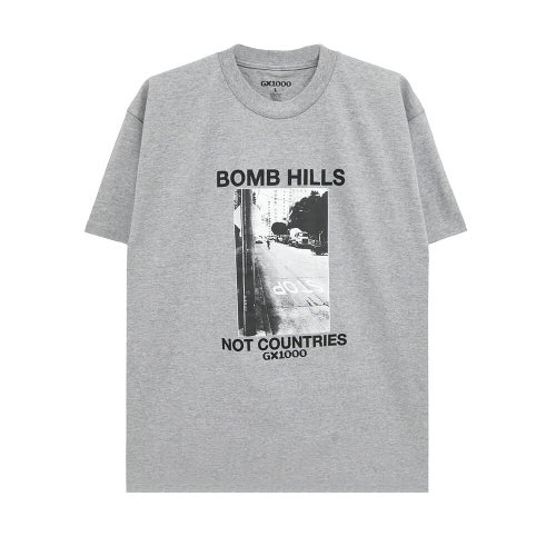 GX1000 T-SHIRT ジーエックス1000 Tシャツ BOMB HILLS NOT COUNTRIES GREY/BLACK スケートボード スケボー 