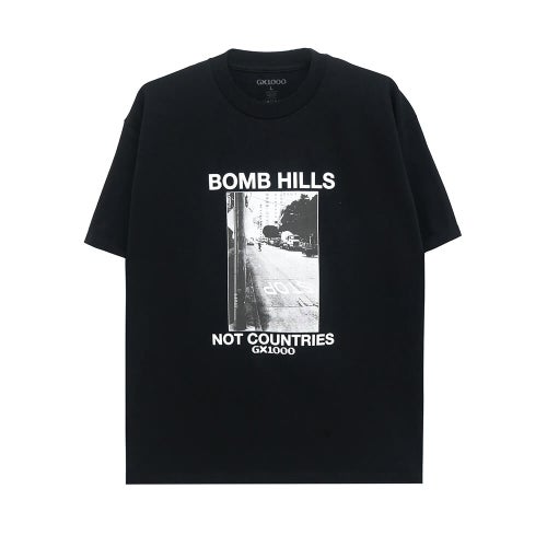 GX1000 T-SHIRT ジーエックス1000 Tシャツ BOMB HILLS NOT COUNTRIES BLACK/WHITE スケートボード スケボー 