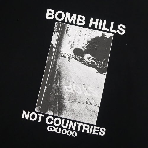 GX1000 T-SHIRT ジーエックス1000 Tシャツ BOMB HILLS NOT COUNTRIES BLACK/WHITE スケートボード スケボー 1