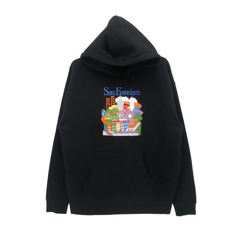 REAL HOOD リアル パーカー SF TRAVEL BLACK スケートボード スケボー 