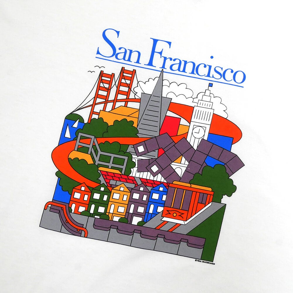 REAL T-SHIRT リアル Tシャツ SF TRAVEL WHITE スケートボード スケボー 1