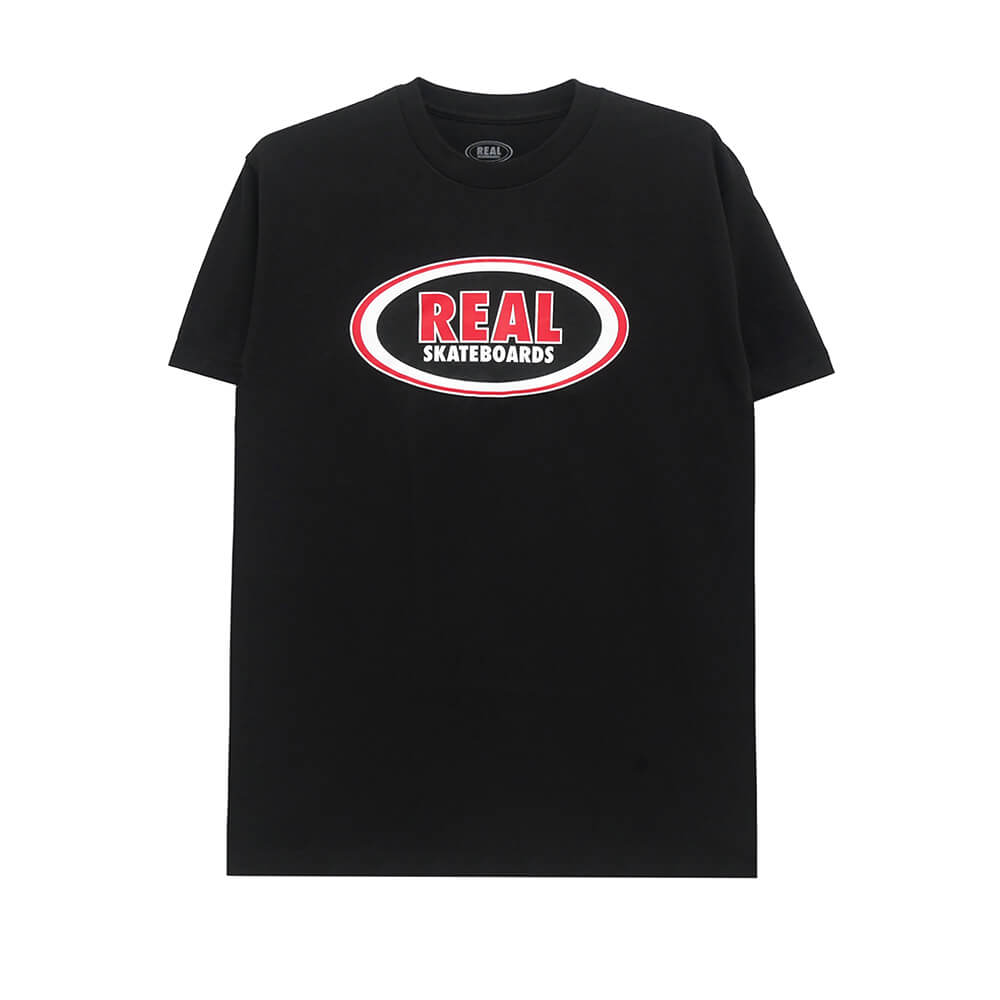 REAL T-SHIRT リアル Tシャツ OVAL BLACK/RED/WHITE スケートボード スケボー 