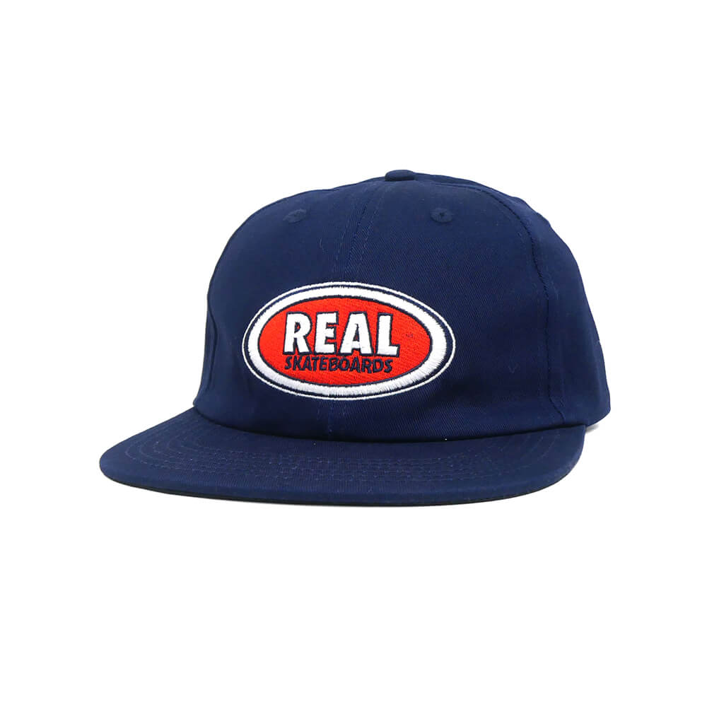 REAL CAP リアル キャップ OVAL EMB STRAPBACK NAVY/RED/WHITE スケートボード スケボー 