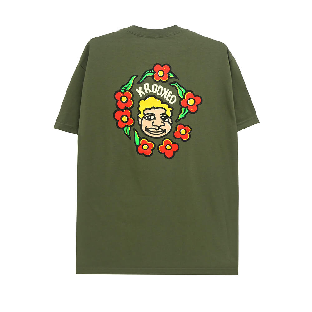 KROOKED T-SHIRT クルキッド Tシャツ KROOKED MG ARMY GREEN スケートボード スケボー 