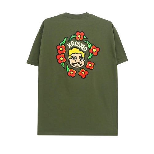 KROOKED T-SHIRT クルキッド Tシャツ KROOKED MG ARMY GREEN スケートボード スケボー 