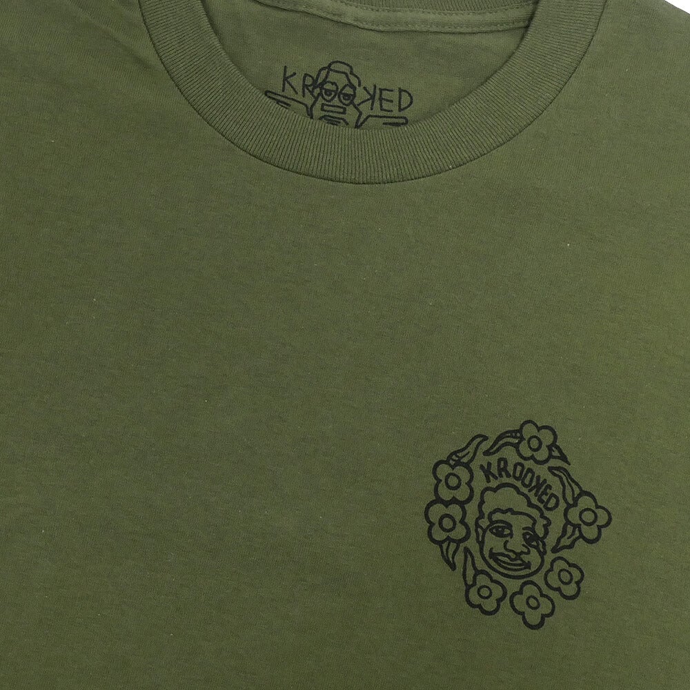 KROOKED T-SHIRT クルキッド Tシャツ KROOKED MG ARMY GREEN スケートボード スケボー 2
