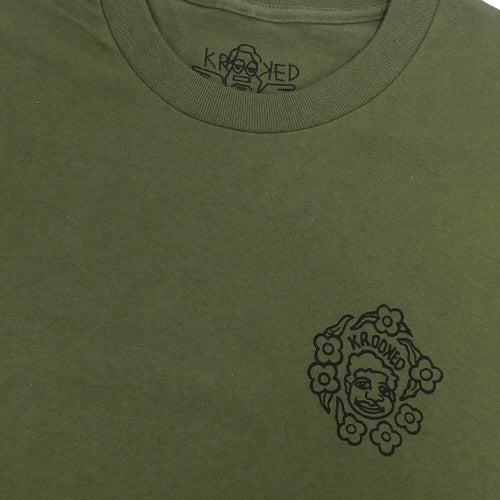 KROOKED T-SHIRT クルキッド Tシャツ KROOKED MG ARMY GREEN スケートボード スケボー 2