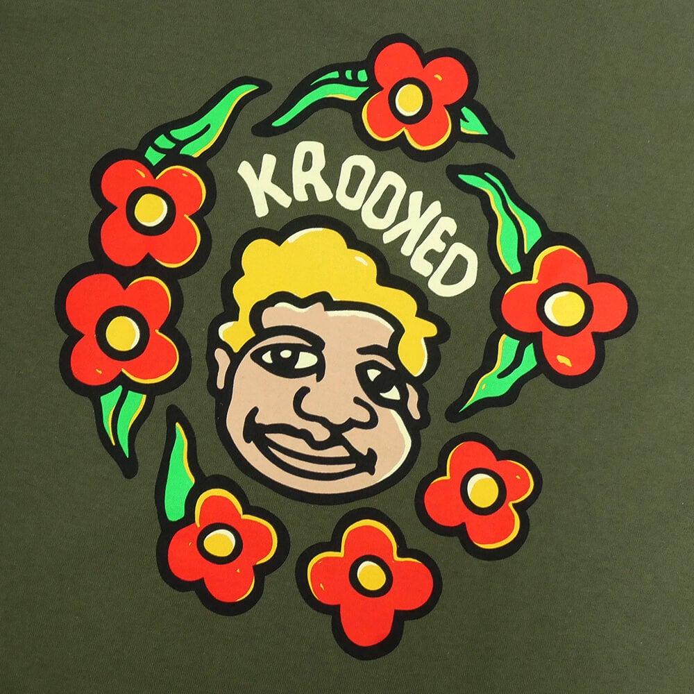 KROOKED T-SHIRT クルキッド Tシャツ KROOKED MG ARMY GREEN スケートボード スケボー 3