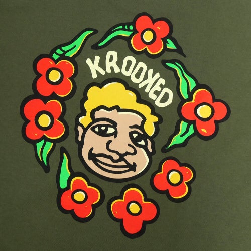 KROOKED T-SHIRT クルキッド Tシャツ KROOKED MG ARMY GREEN スケートボード スケボー 3