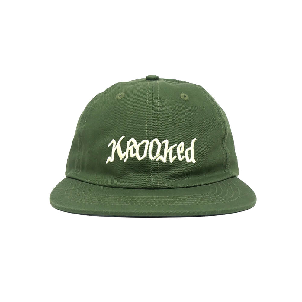 KROOKED CAP クルキッド キャップ DOUBLE OK SCRIPT STRAPBACK OLIVE/CREAM スケートボード スケボー 1