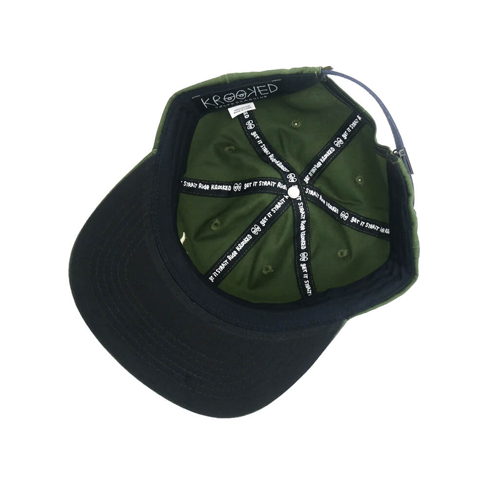 KROOKED CAP クルキッド キャップ DOUBLE OK SCRIPT STRAPBACK OLIVE/CREAM スケートボード スケボー 3