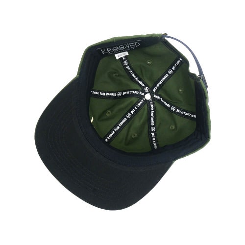 KROOKED CAP クルキッド キャップ DOUBLE OK SCRIPT STRAPBACK OLIVE/CREAM スケートボード スケボー 3