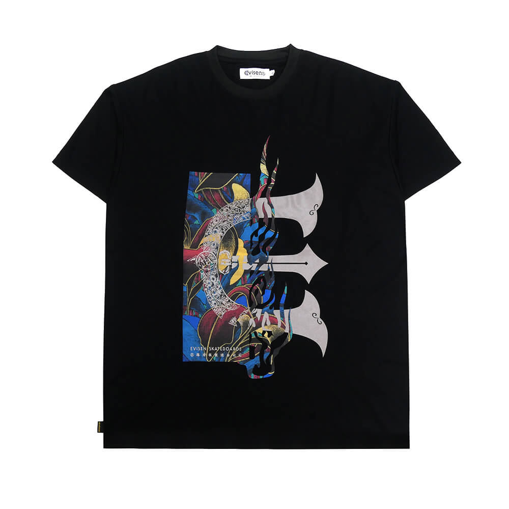 EVISEN T-SHIRT エビセン Tシャツ JULIEN E LOGO TECH BLACK スケート