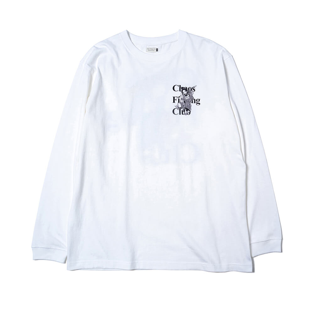 CHAOS FISHING CLUB LONG SLEEVE カオスフィッシングクラブ ロングスリーブTシャツ THE ORIGINAL FISHING GIRL WHITE スケートボード スケボー 1