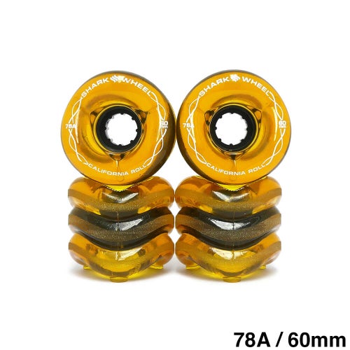 SHARK WHEEL シャークウィール ソフトウィール（クルーザー） CALIFORNIA ROLL TRANSPARENT（78A） AMBER 60mm スケートボード スケボー 1