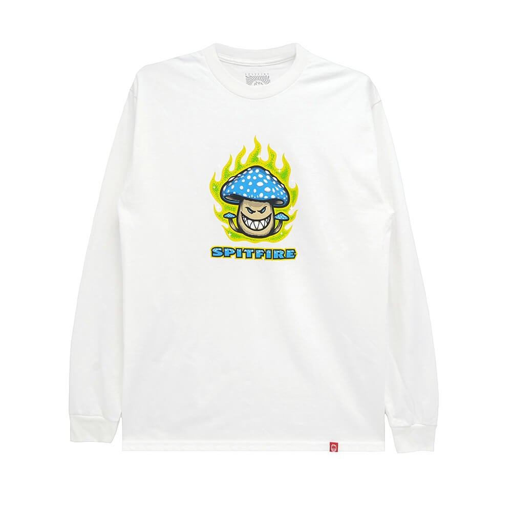 SPITFIRE LONG SLEEVE スピットファイヤー ロングスリーブTシャツ MUSHROOM BIGHEAD WHITE スケートボード スケボー 