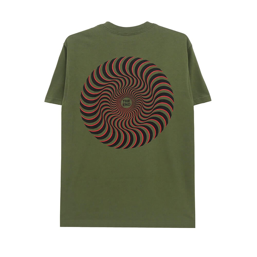 SPITFIRE T-SHIRT スピットファイヤー Tシャツ CLASSIC SWIRL OVERLEY MILITARY GREEN スケートボード スケボー 