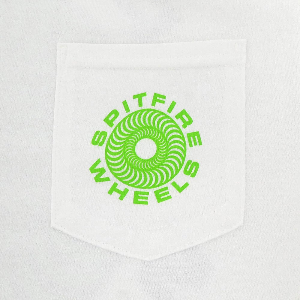 SPITFIRE T-SHIRT スピットファイヤー Tシャツ CLASSIC 87 SWIRL FILL POCKET WHTE/GREEN スケートボード スケボー 2