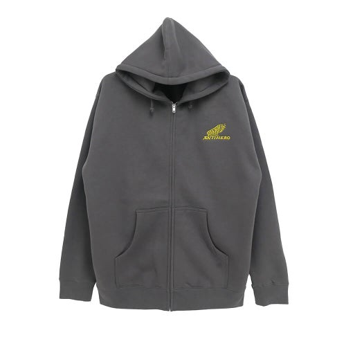 ANTIHERO HOOD アンチヒーロー パーカー MOTORIZED EMB ZIP UP CHARCOAL スケートボード スケボー 