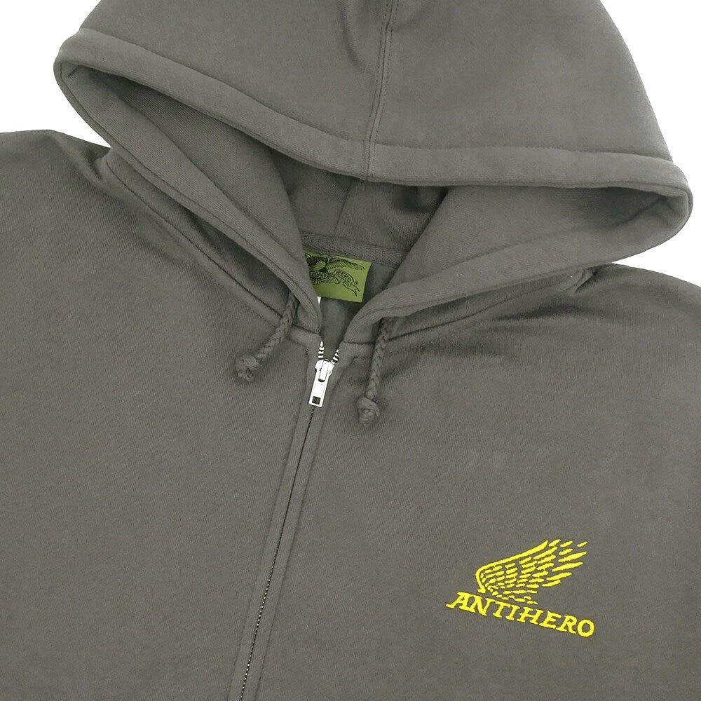 ANTIHERO HOOD アンチヒーロー パーカー MOTORIZED EMB ZIP UP CHARCOAL スケートボード スケボー 1