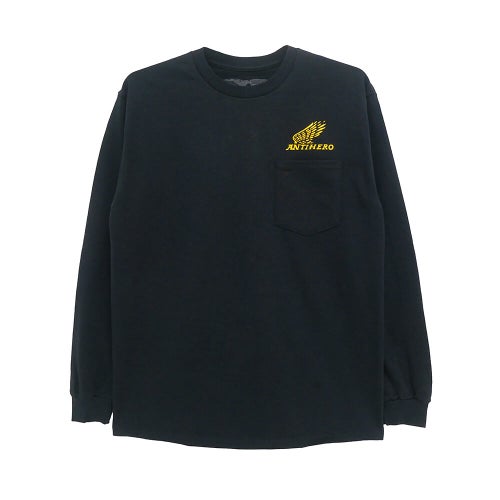 ANTIHERO LONG SLEEVE アンチヒーロー ロングスリーブTシャツ MOTORIZED POCKET BLACK スケートボード スケボー 