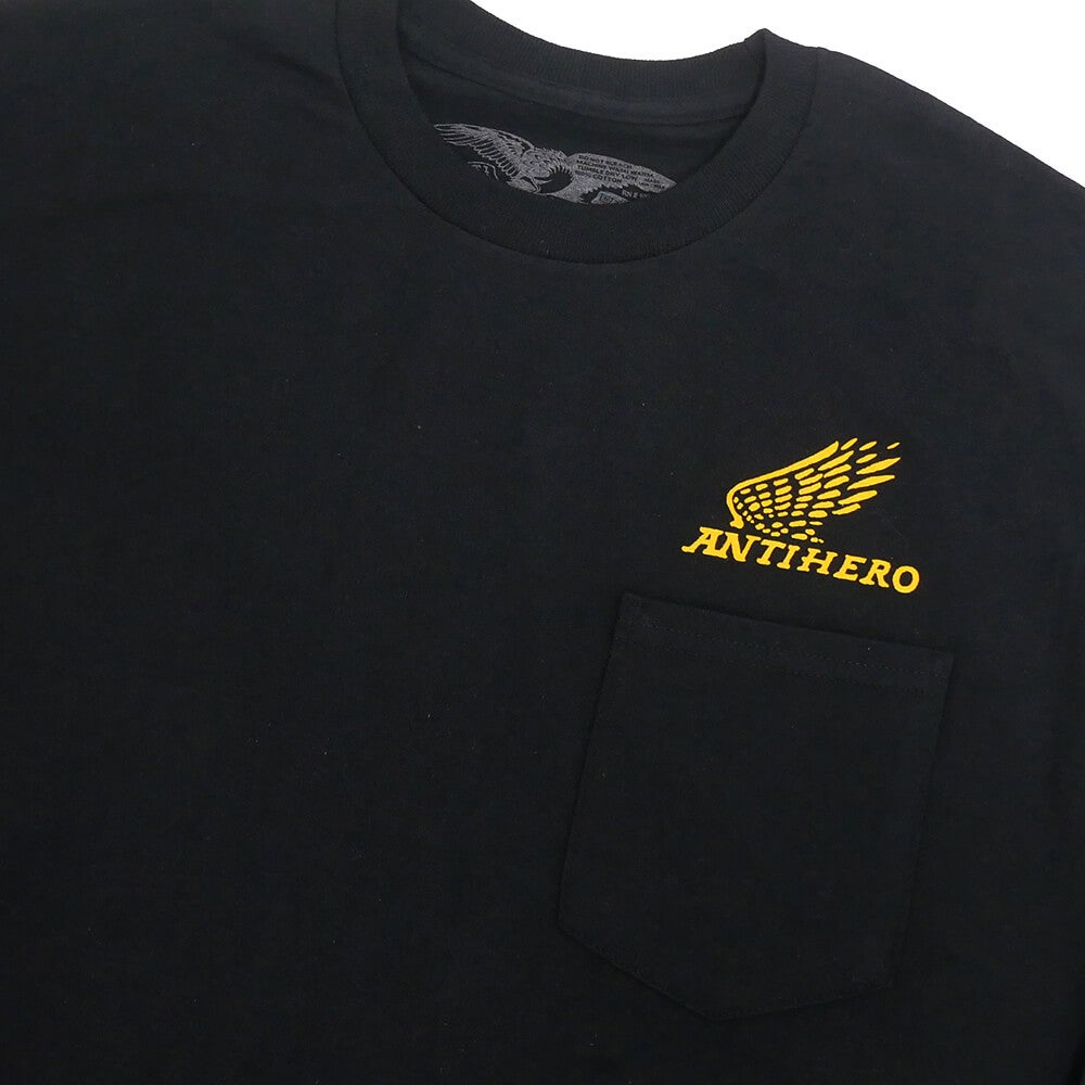 ANTIHERO LONG SLEEVE アンチヒーロー ロングスリーブTシャツ MOTORIZED POCKET BLACK スケートボード スケボー 1