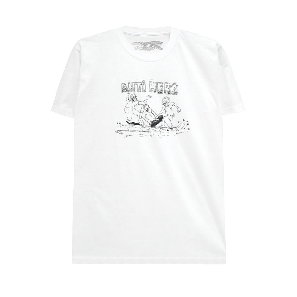 ANTIHERO T-SHIRT アンチヒーロー Tシャツ CURB PIT WHITE スケートボード スケボー 