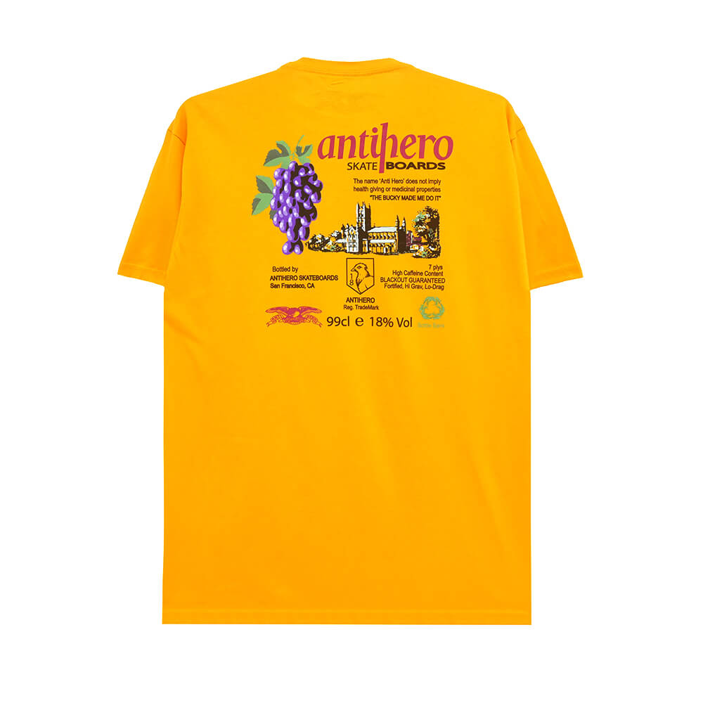 【専用出品】 HENXXI HERO(ヘンタイヒーロー)スケートボード&Tシャツ ANTIHERO T-SHIRT アンチヒーロー Tシャツ THE BUCKY GOLD スケート