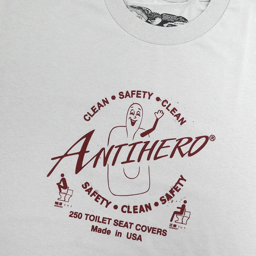 ANTIHERO T-SHIRT アンチヒーロー Tシャツ CLEAN SAFETY SILVER スケートボード スケボー 1