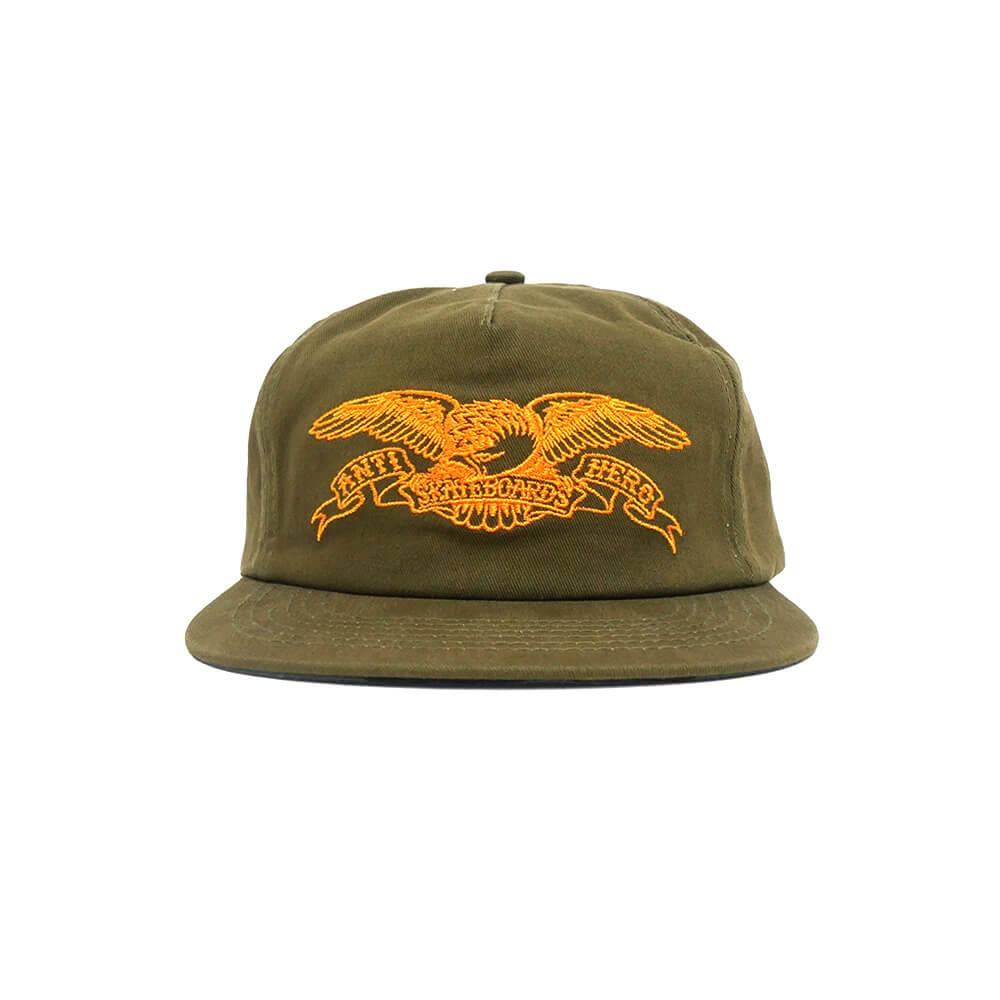 ANTIHERO CAP アンチヒーロー キャップ BASIC EAGLE SNAPBACK OLIVE/ORANGE スケートボード スケボー 1