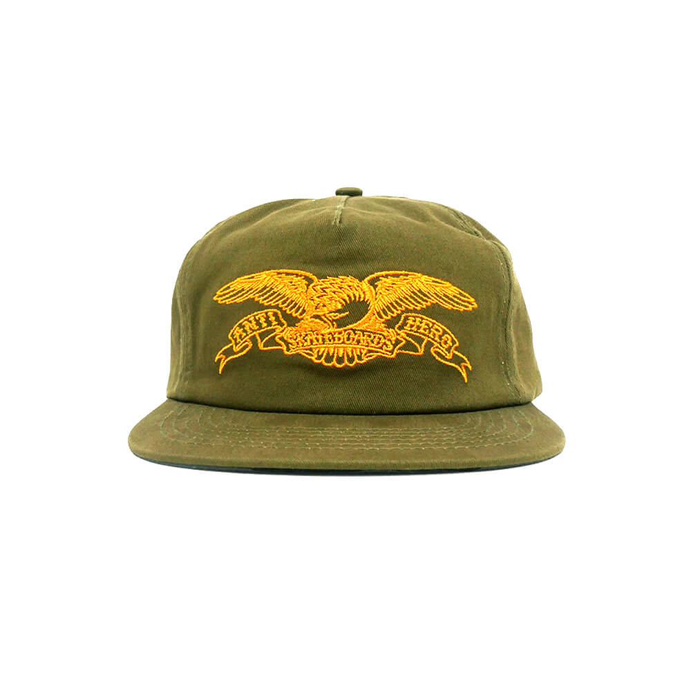 ANTIHERO CAP アンチヒーロー キャップ BASIC EAGLE SNAPBACK OLIVE/ORANGE スケートボード スケボー 1