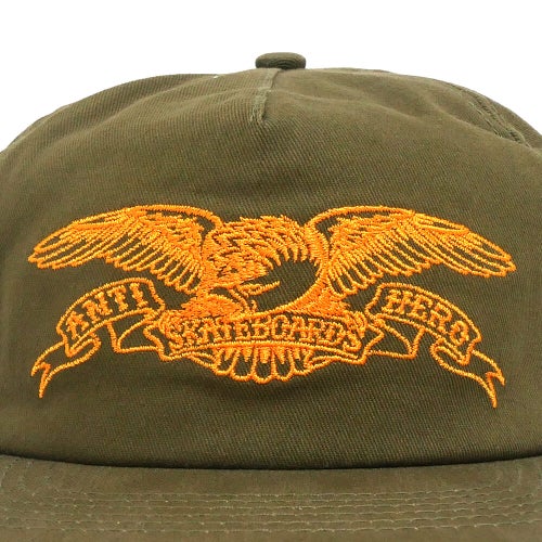 ANTIHERO CAP アンチヒーロー キャップ BASIC EAGLE SNAPBACK OLIVE/ORANGE スケートボード スケボー 4