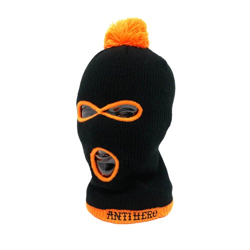 ANTIHERO KNITCAP アンチヒーロー ニットキャップ FULL FACE POMSKI BEANIE BLACK/ORANGE スケートボード スケボー 1