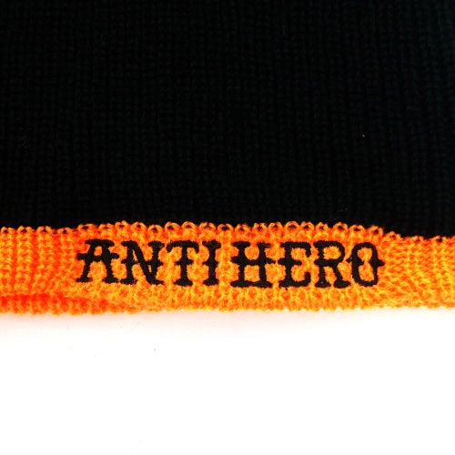 ANTIHERO KNITCAP アンチヒーロー ニットキャップ FULL FACE POMSKI BEANIE BLACK/ORANGE スケートボード スケボー 2