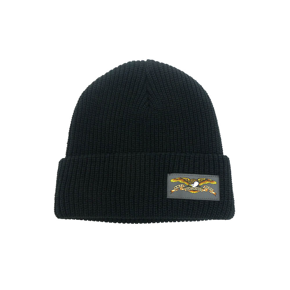 ANTIHERO KNITCAP アンチヒーロー ニットキャップ FULL EAGLE LABEL CUFF BEANIE BLACK スケートボード スケボー 